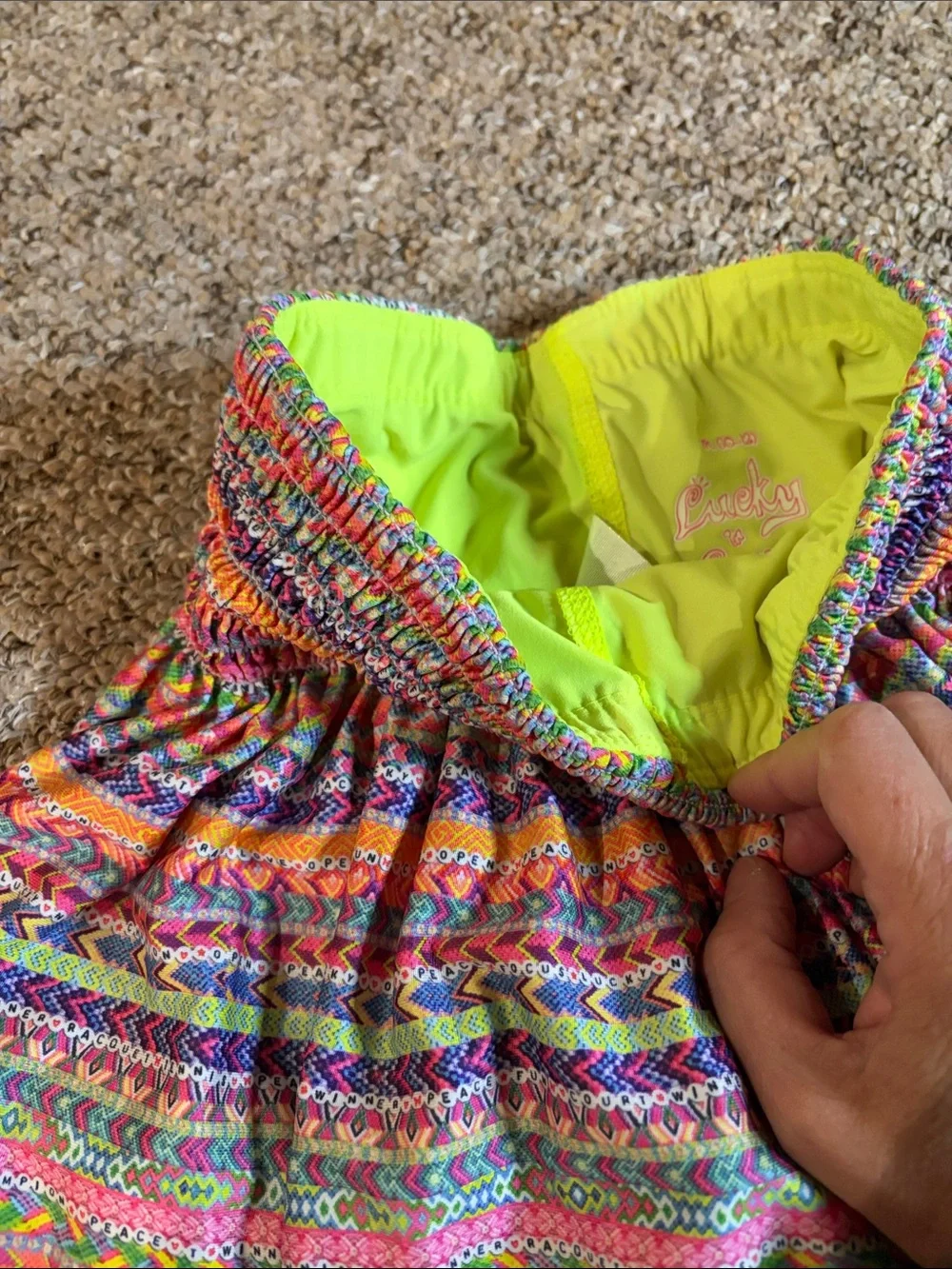 Lucky in Love Neon Multicolor Smocked Tennis Skort